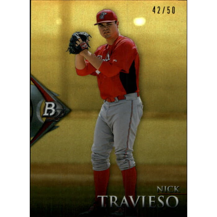 2014 Bowman Platinum Chrome Prospects Gold Refractors #BPCP99 Nick Travieso. rookie card picture