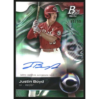 2023 Bowman Platinum Top Prospects Autographs Green #TOP65 Justin Boyd