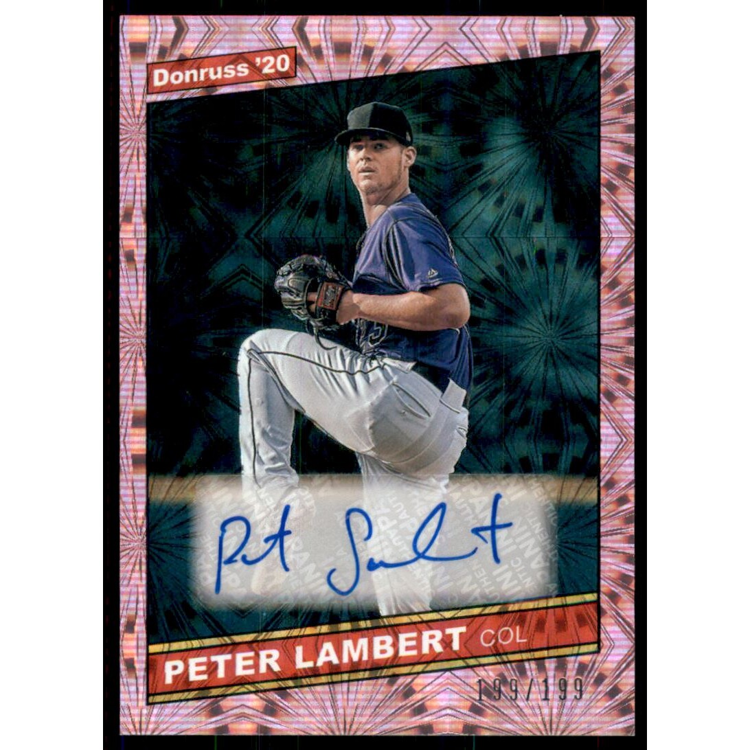2020 Donruss Retro '86 Signatures Pink Fireworks #84 Peter Lambert/199. rookie card picture