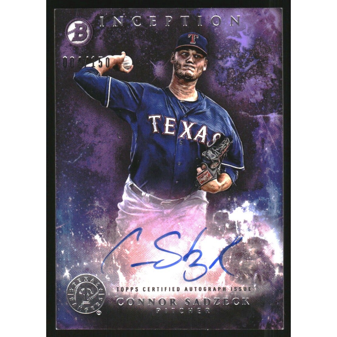 2016 Bowman Inception Prospect Autographs Purple #PACSA Connor Sadzeck