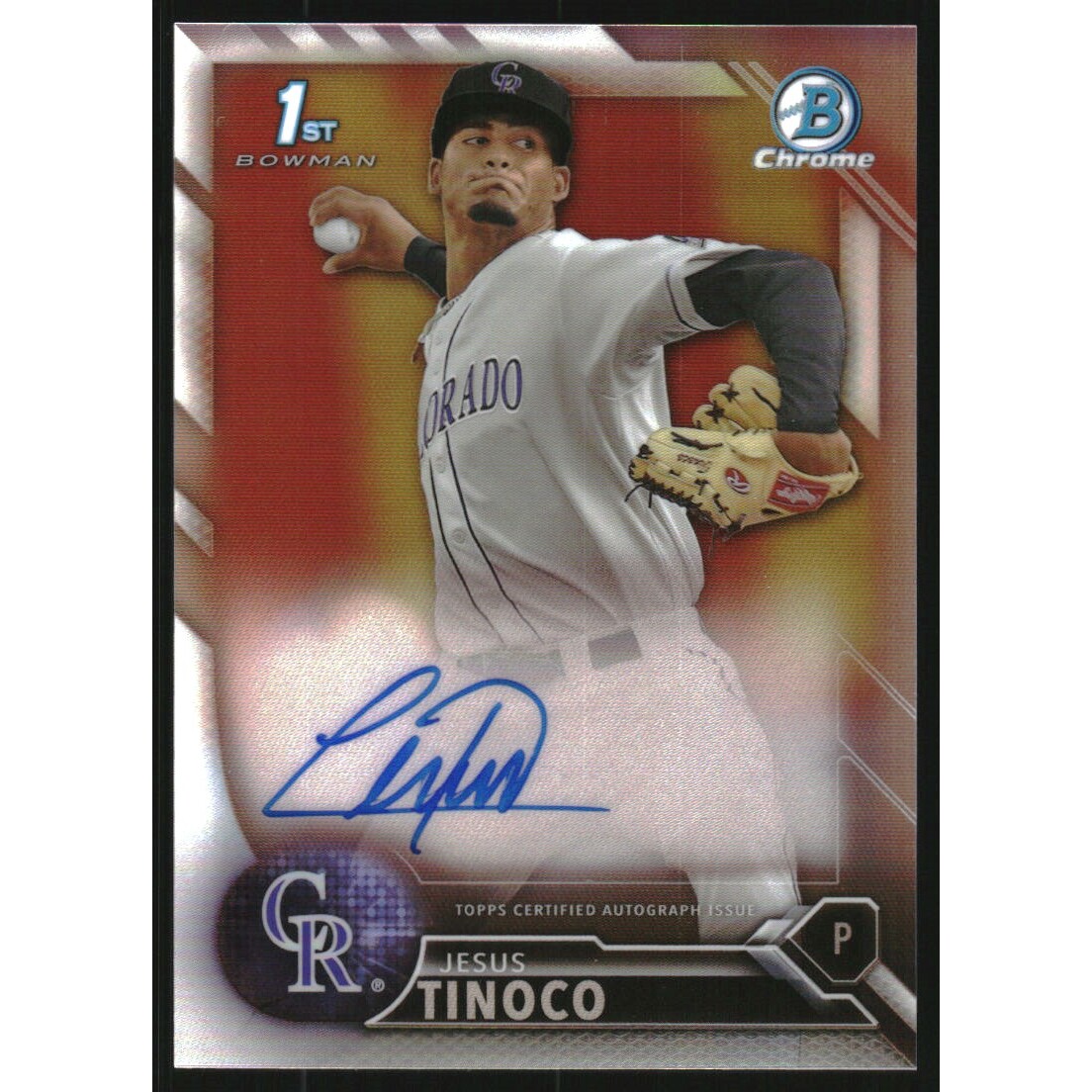 2016 Bowman Chrome Prospect Autographs Refractors #CPAJT Jesus Tinoco. rookie card picture