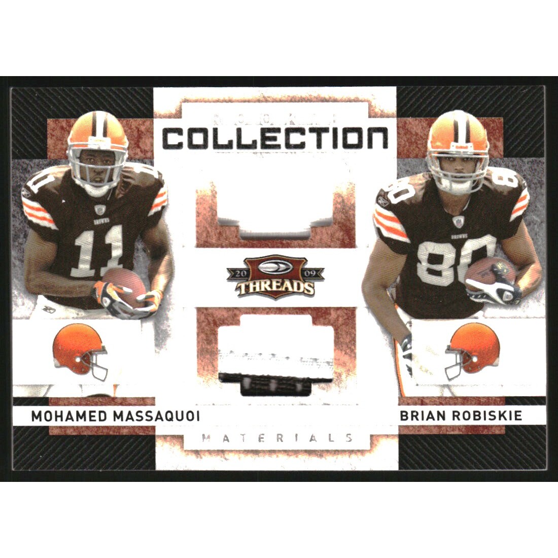 2009 Donruss Threads Rookie Collection Materials Combo Prime #1 Mohamed Massaquoi/Brian Robiskie