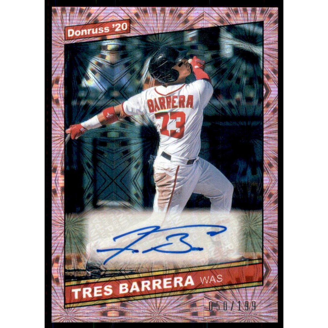 2020 Donruss Retro '86 Signatures Pink Fireworks #57 Tres Barrera/199. rookie card picture