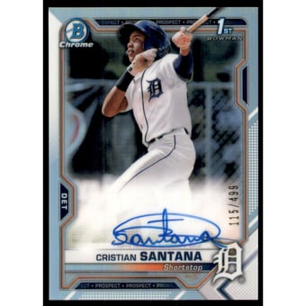 2021 Bowman Chrome Prospect Autographs Refractors #CPACS Cristian Santana