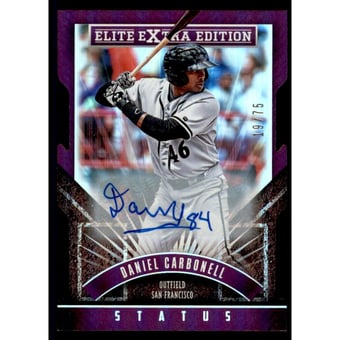 2015 Elite Extra Edition Prospect Autographs Status Purple Die Cut #147 Daniel Carbonell