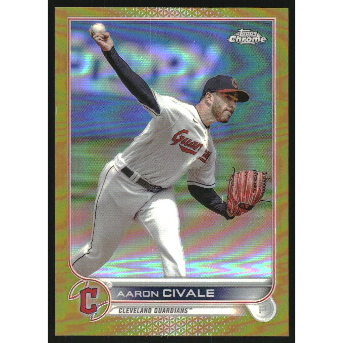 2022 Topps Chrome Update Gold Refractors #USC160 Aaron Civale. rookie card picture
