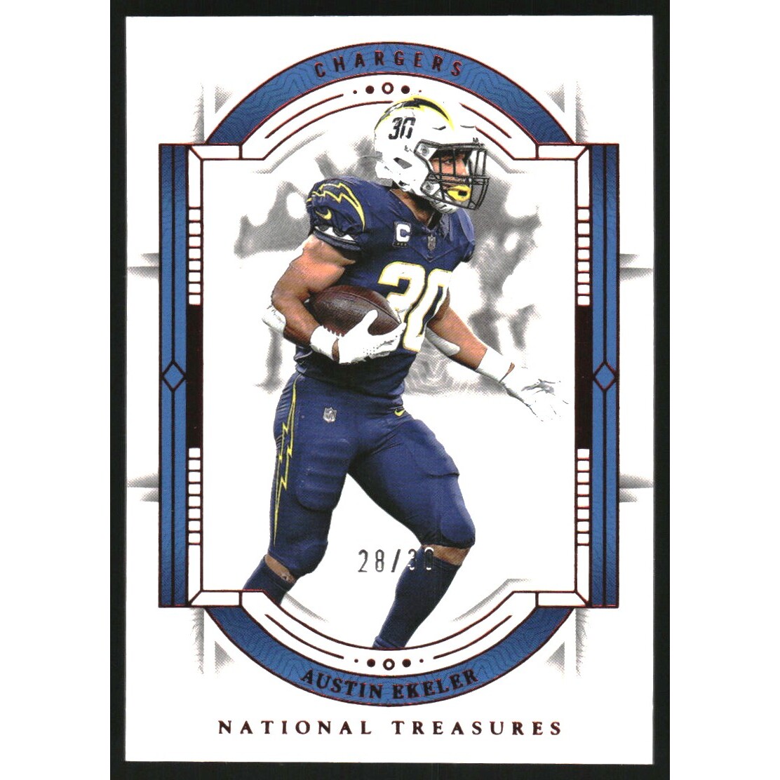 2023 Panini National Treasures Jersey Number Red #56 Austin Ekeler/30
