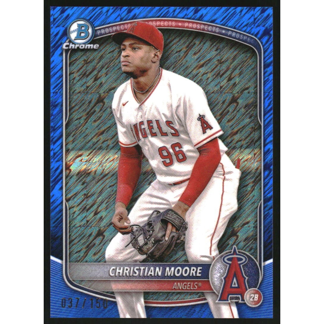 2025 Bowman Chrome Prospects Blue Shimmer Refractors #BCP107 Christian Moore