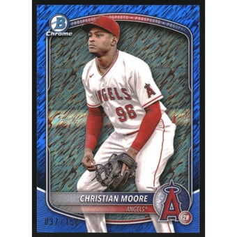2025 Bowman Chrome Prospects Blue Shimmer Refractors #BCP107 Christian Moore