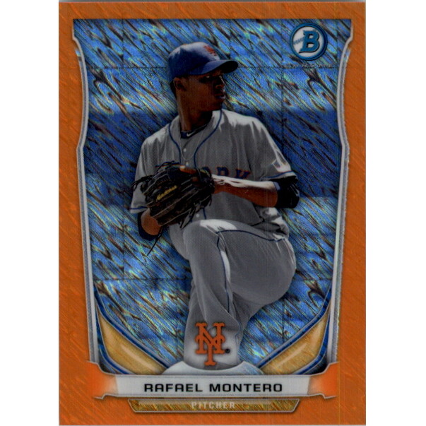 2014 Bowman Chrome Bowman Scout Top 5 Mini Orange Refractors #BMNYM3 Rafael Montero. rookie card picture