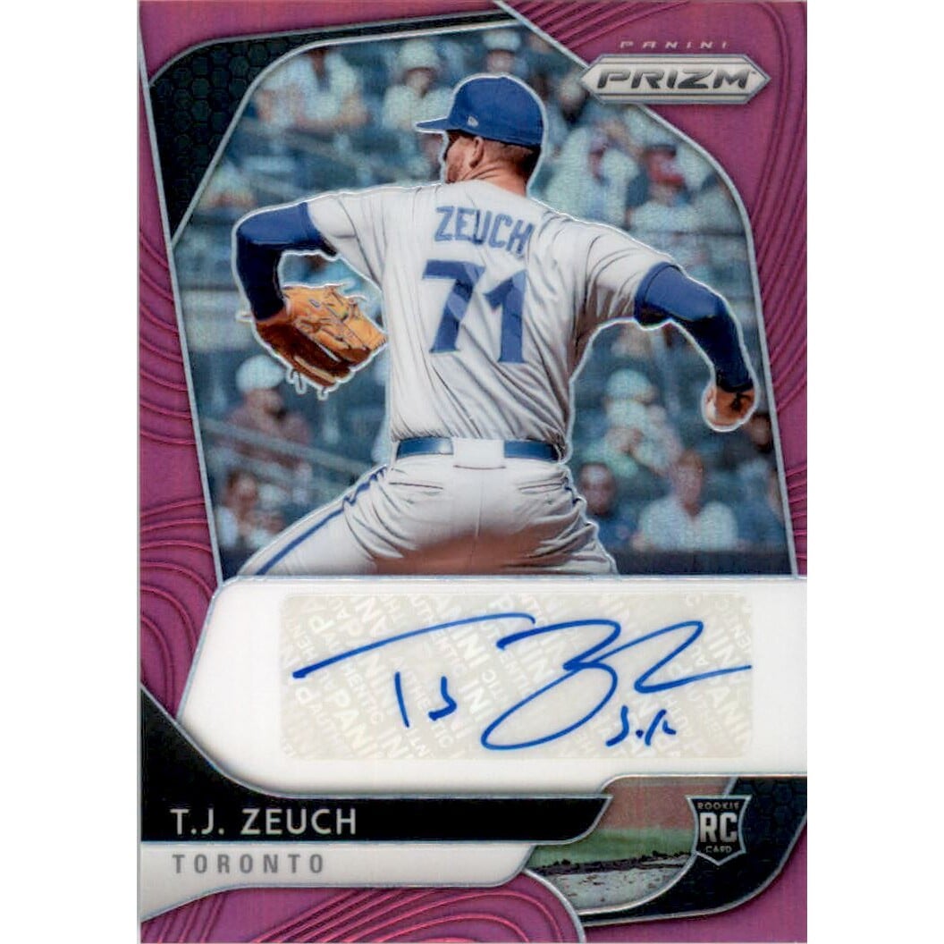 2020 Panini Prizm Rookie Autographs Prizms Purple #12 T.J. Zeuch/50
