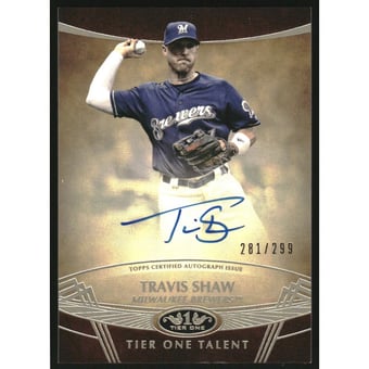 2019 Topps Tier One Talent Autographs #TTATS Travis Shaw/299