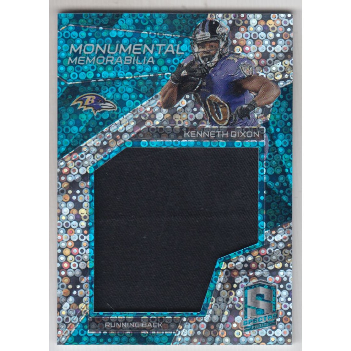 2017 Panini Spectra Monumental Memorabilia Neon Blue #38 Kenneth Dixon. rookie card picture