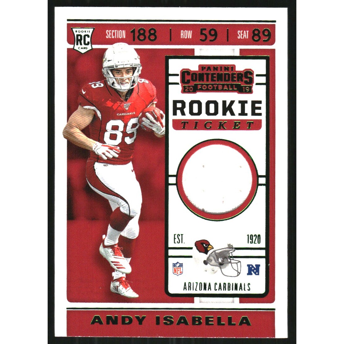 2019 Panini Contenders Rookie Ticket Swatches Variation #RTS21 Andy Isabella 2019 Panini Contenders Rookie Ticket Swatches Variation #RTS21 Andy Isabella