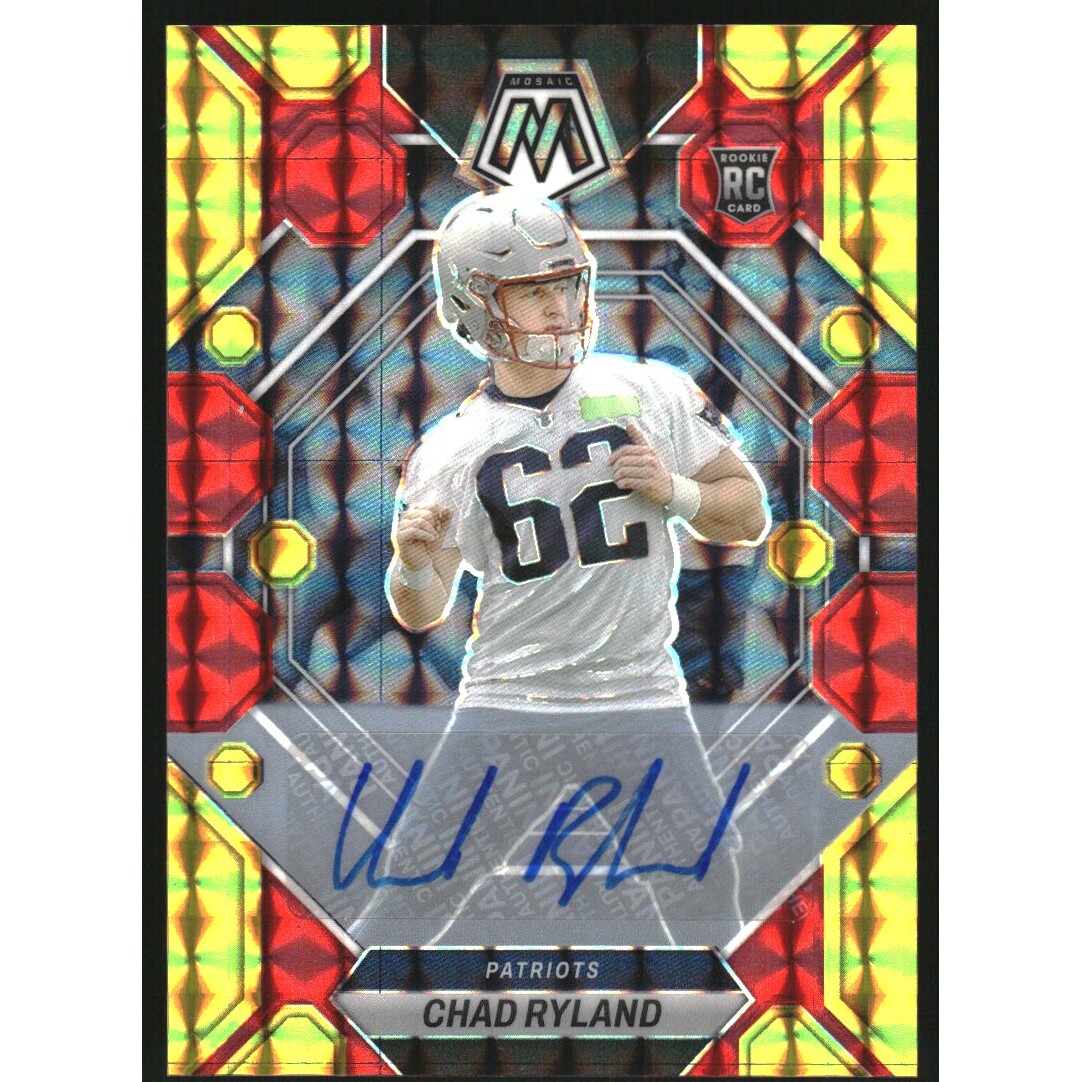 2023 Panini Mosaic Rookie Autographs Mosaic Choice Fusion Red and Yellow #297 Chad Ryland