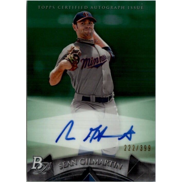 2014 Bowman Platinum Prospect Autographs Green Refractors #APSG Sean Gilmartin. rookie card picture