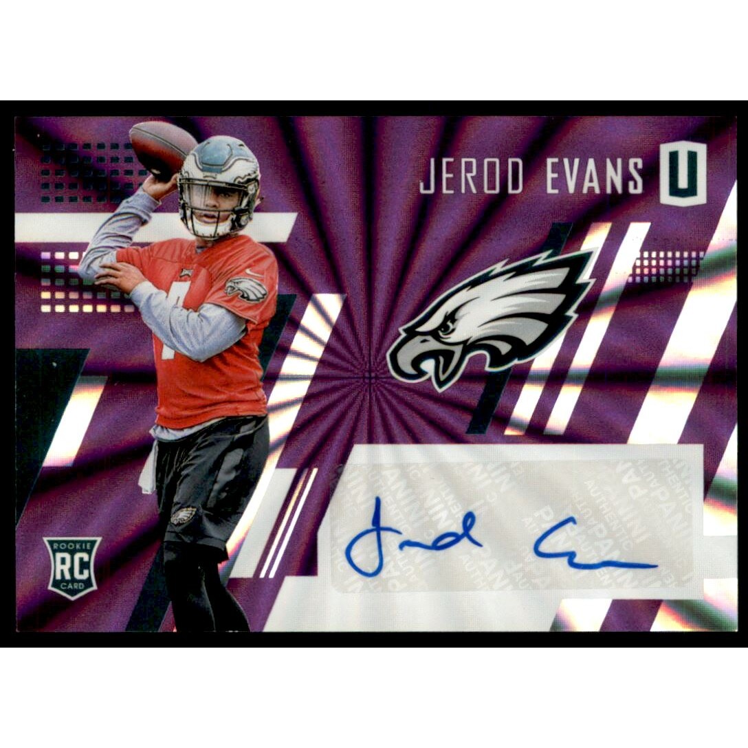 2017 Panini Unparalleled Rookie Autographs Purple #254 Jerod Evans/99. rookie card picture
