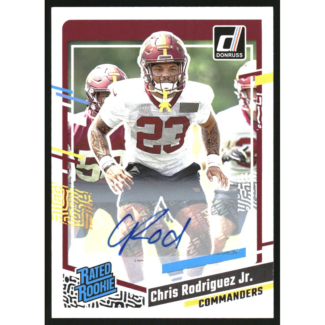 2023 Donruss Rated Rookies Autographs #398 Chris Rodriguez Jr.. rookie card picture