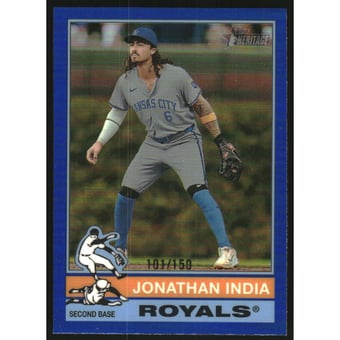 2025 Topps Heritage Chrome Blue Refractors #156 Jonathan India