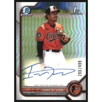 2022 Bowman Chrome Prospect Autographs Refractors #CPAID Isaac De Leon