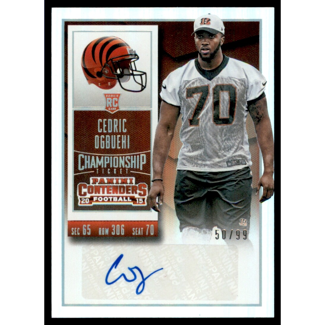2015 Panini Contenders Championship Ticket #182 Cedric Ogbuehi AU/99. rookie card picture
