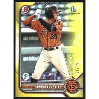 2022 Bowman 1st Edition Yellow Foil #BPPF19 Adrian Sugastey