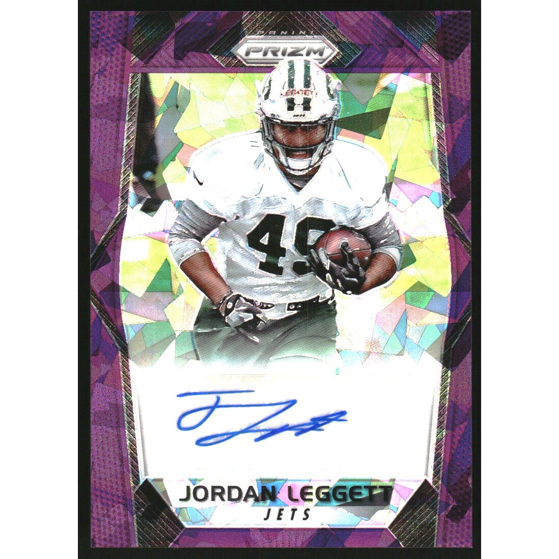 2017 Panini Prizm Rookie Autographs Prizms Purple Crystals #RAJL Jordan Leggett. rookie card picture