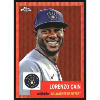 2022 Topps Chrome Platinum Anniversary Orange Wave Refractors #480 Lorenzo Cain