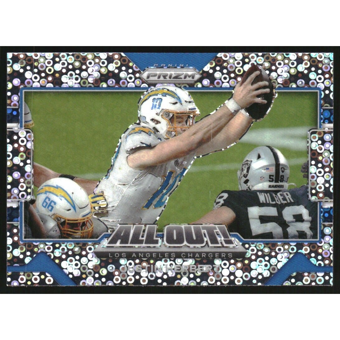 2021 Panini Prizm All Out! Prizms No Huddle #7 Justin Herbert. rookie card picture