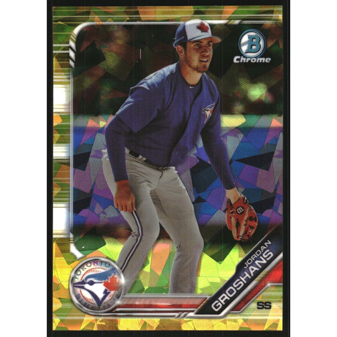 2019 Bowman Chrome Draft Sapphire Gold #BDC18 Jordan Groshans. rookie card picture