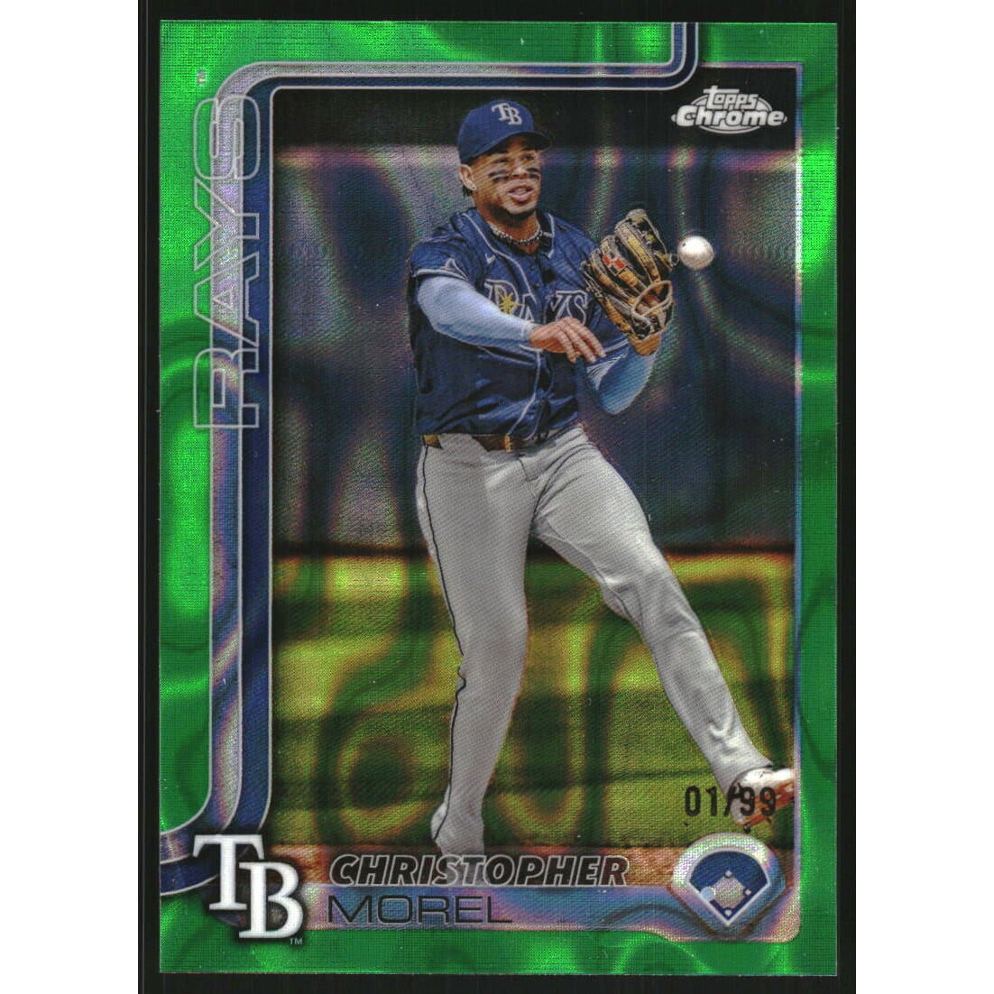 2025 Topps Chrome Green Lava Refractors #64 Christopher Morel. rookie card picture