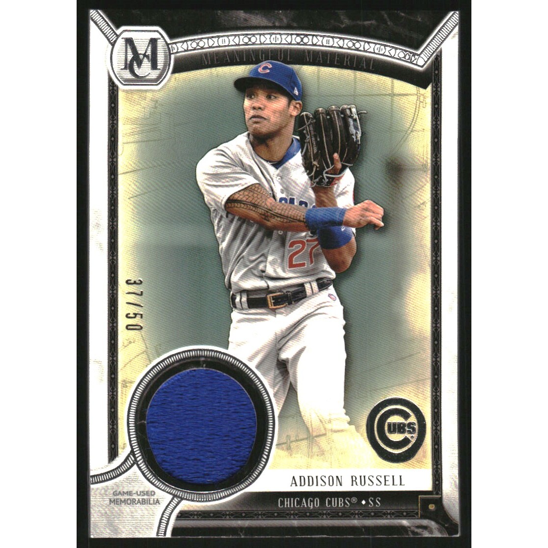 2018 Topps Museum Collection Meaningful Material Relics #MMRARU Addison Russell. rookie card picture