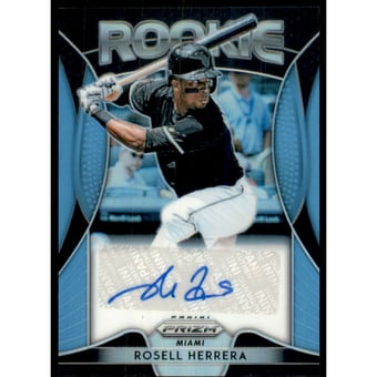 2019 Panini Prizm Rookie Autographs Prizms Carolina Blue #100 Rosell Herrera/100