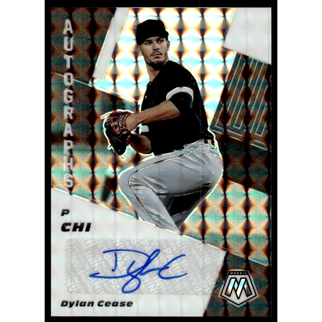 2021 Panini Mosaic Autographs Mosaic #3 Dylan Cease. rookie card picture