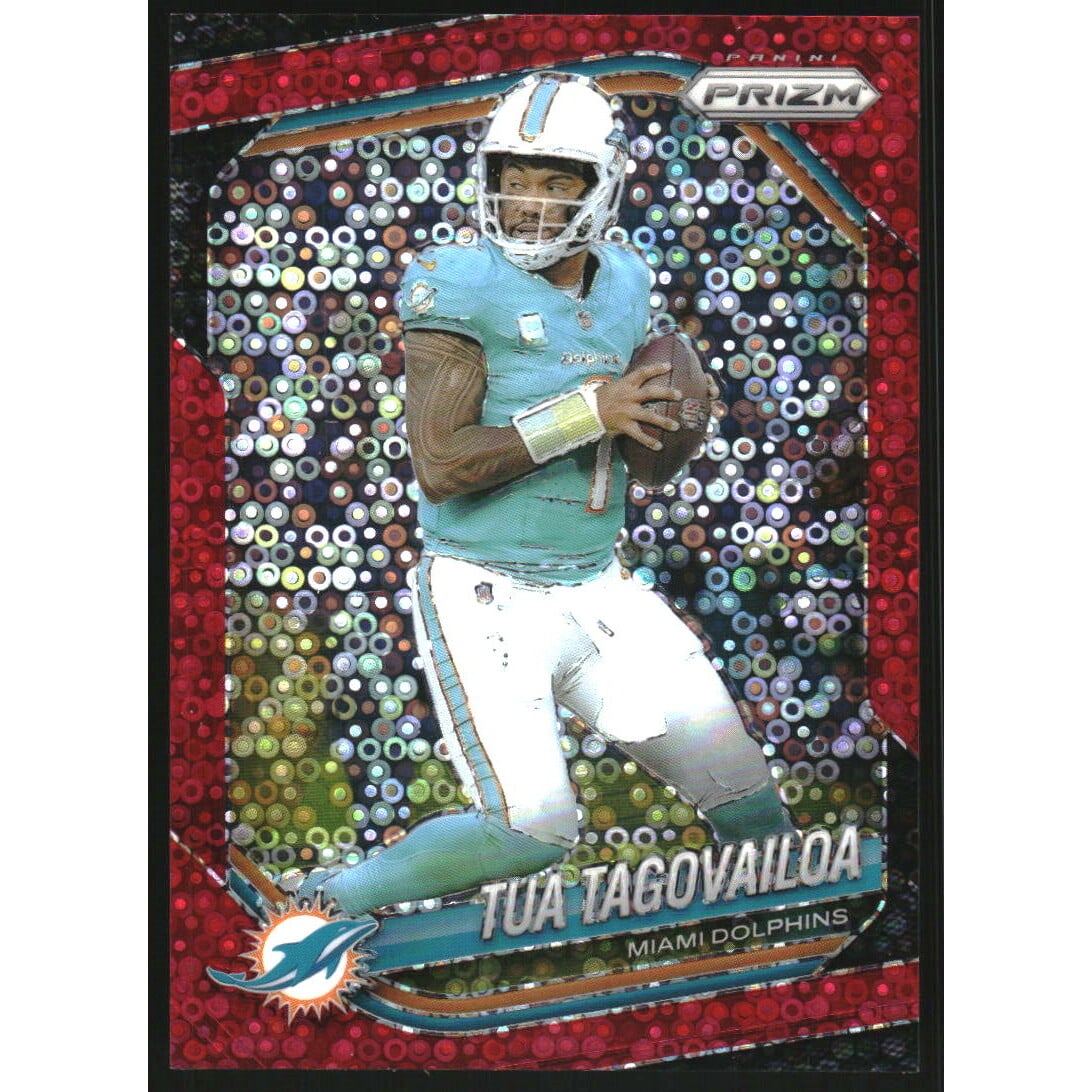 2025 Panini Prizm Prizms No Huddle Red #58 Tua Tagovailoa. rookie card picture