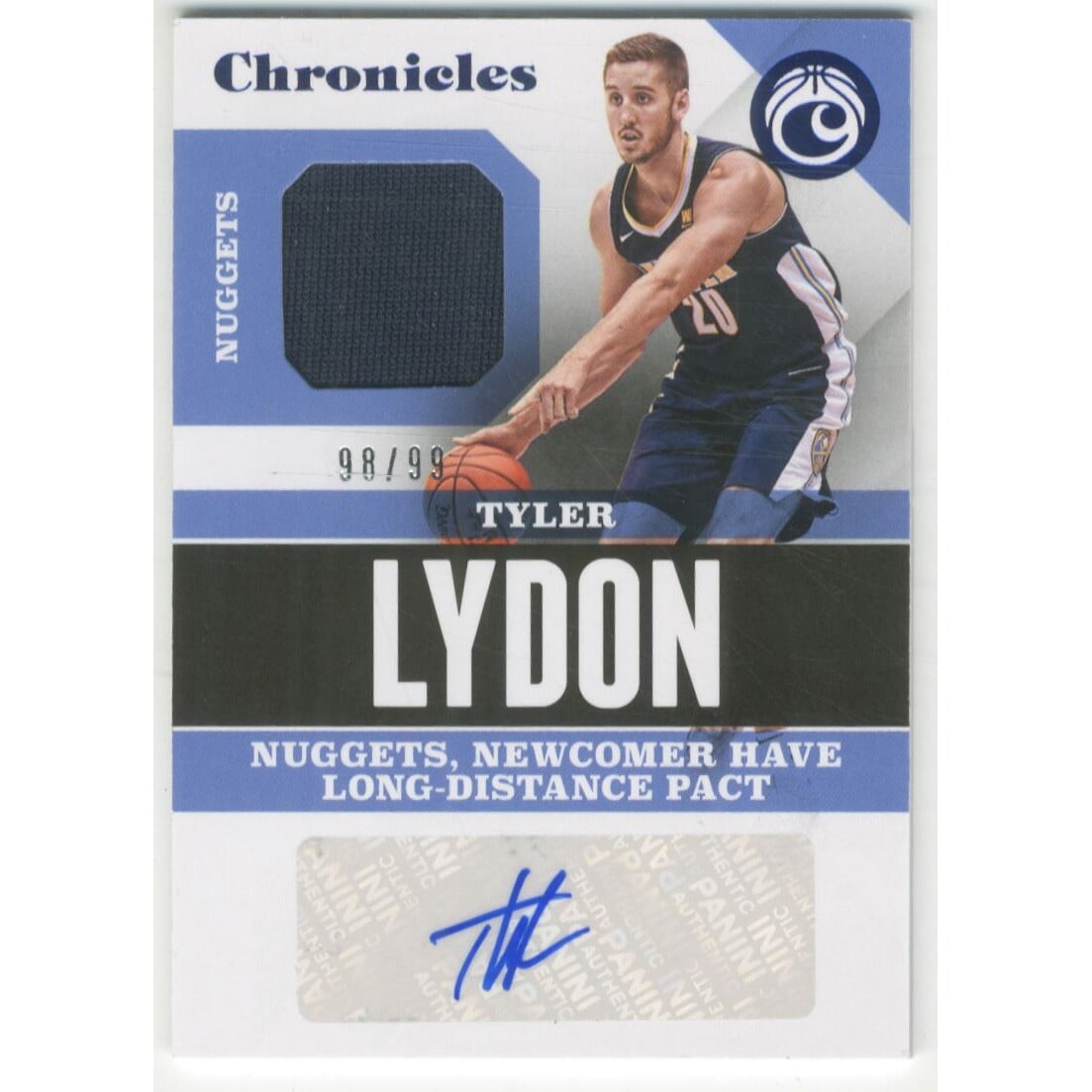 2017-18 Panini Chronicles Signature Swatches Blue #38 Tyler Lydon