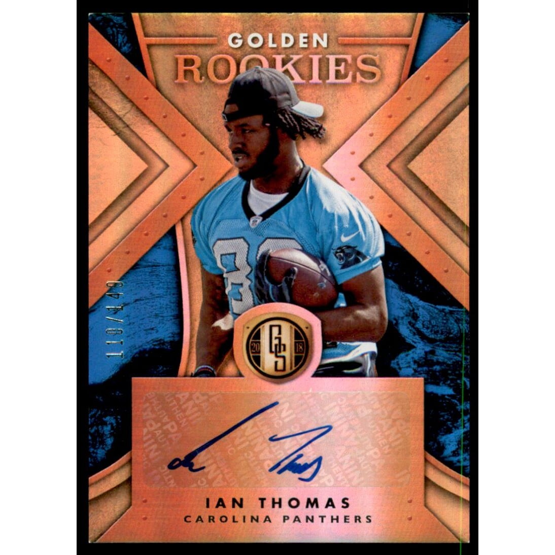 2018 Panini Gold Standard Golden Rookies Autographs #34 Ian Thomas/149. rookie card picture