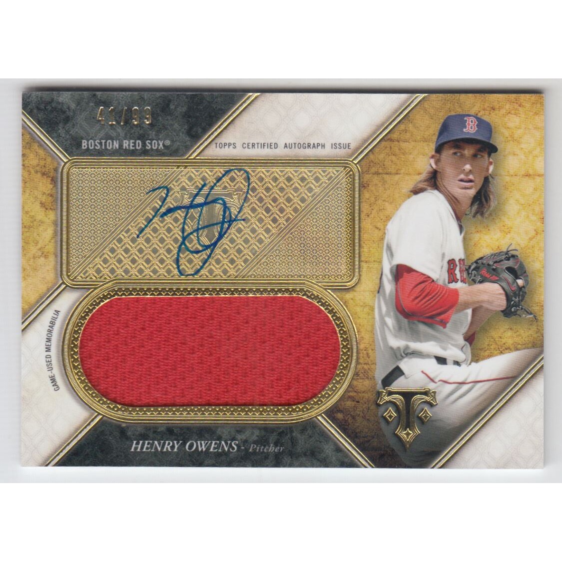 2017 Topps Triple Threads Unity Jumbo Relic Autographs #UAJRHW Henry Owens. rookie card picture