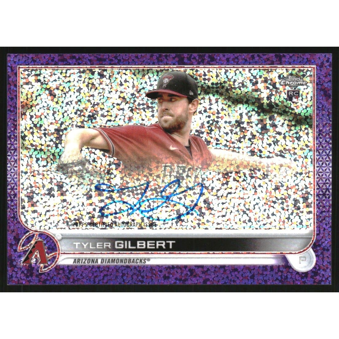 2022 Topps Chrome Rookie Autographs Purple Speckle Refractors #RATG Tyler Gilbert. rookie card picture