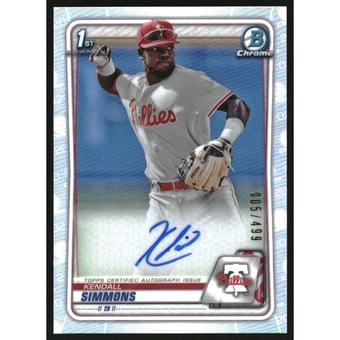 2020 Bowman Chrome Prospect Autographs Refractors #CPAKSI Kendall Simmons
