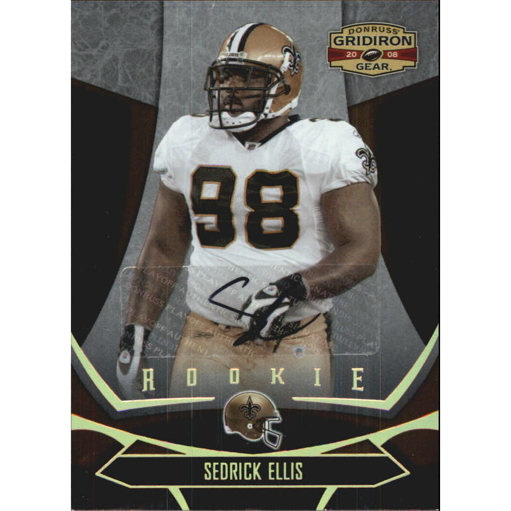 2008 Donruss Gridiron Gear Autographs Gold Holofoil #187 Sedrick Ellis. rookie card picture