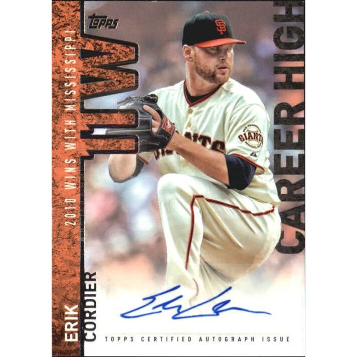 2015 Topps Career High Autographs #CHEF Erik Cordier. rookie card picture
