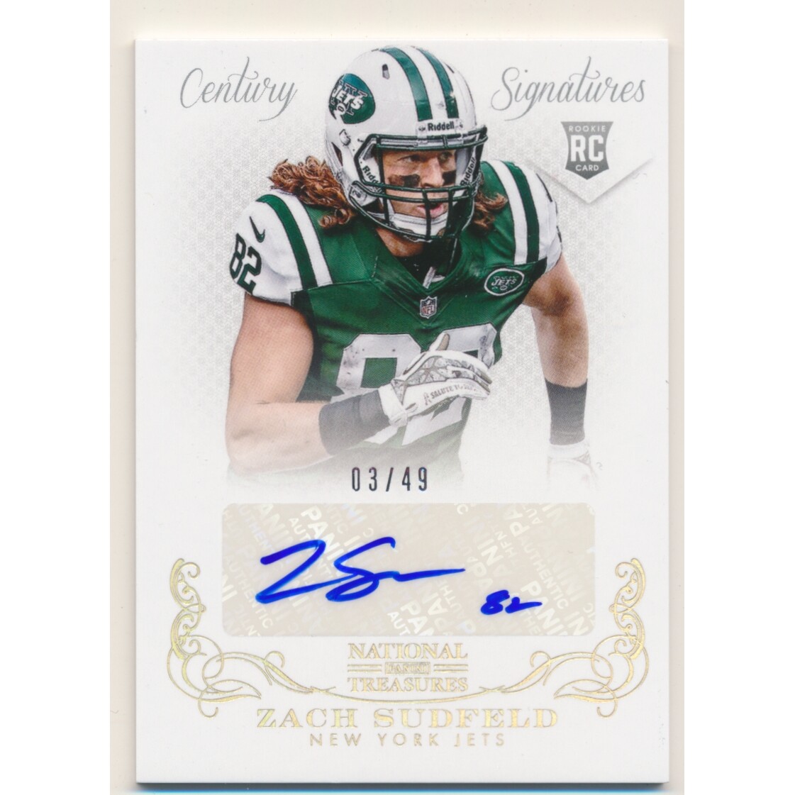 2013 Panini National Treasures Century Gold #340 Zach Sudfeld AU 2013 Panini National Treasures Century Gold #340 Zach Sudfeld AU