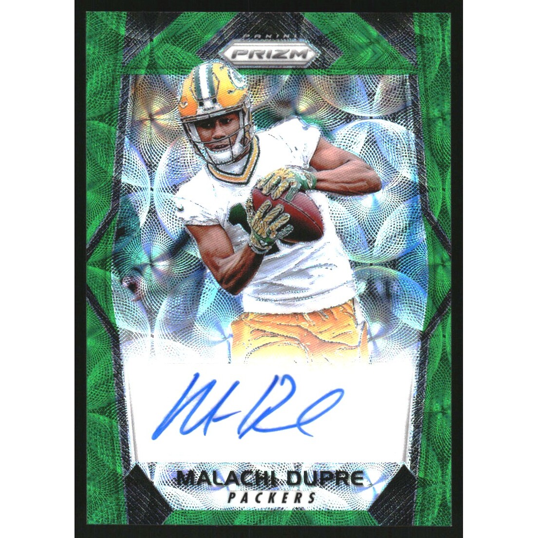 2017 Panini Prizm Rookie Autographs Prizms Green Scope #RAMDP Malachi Dupre. rookie card picture