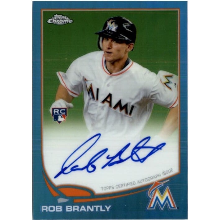 2013 Topps Chrome Rookie Autographs Blue Refractors #27 Rob Brantly. rookie card picture
