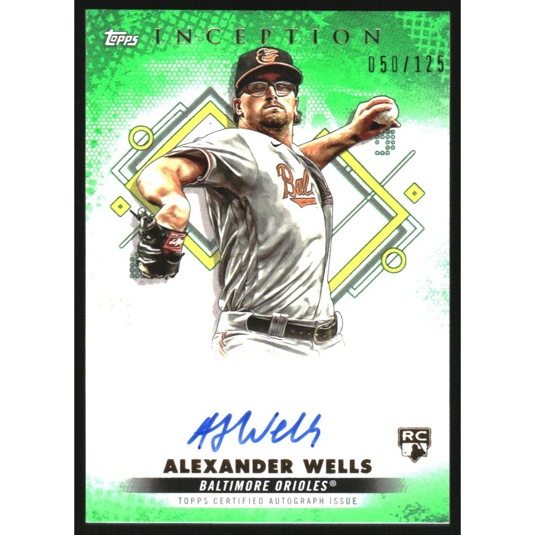2022 Topps Inception Rookie and Emerging Stars Autographs Green #BRESAW Alexander Wells