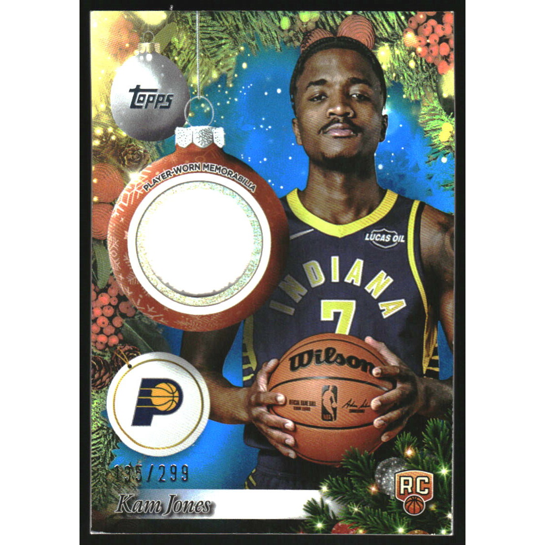 2025-26 Topps Holiday Relics Blue Metallic Glitter #PRKO Kam Jones