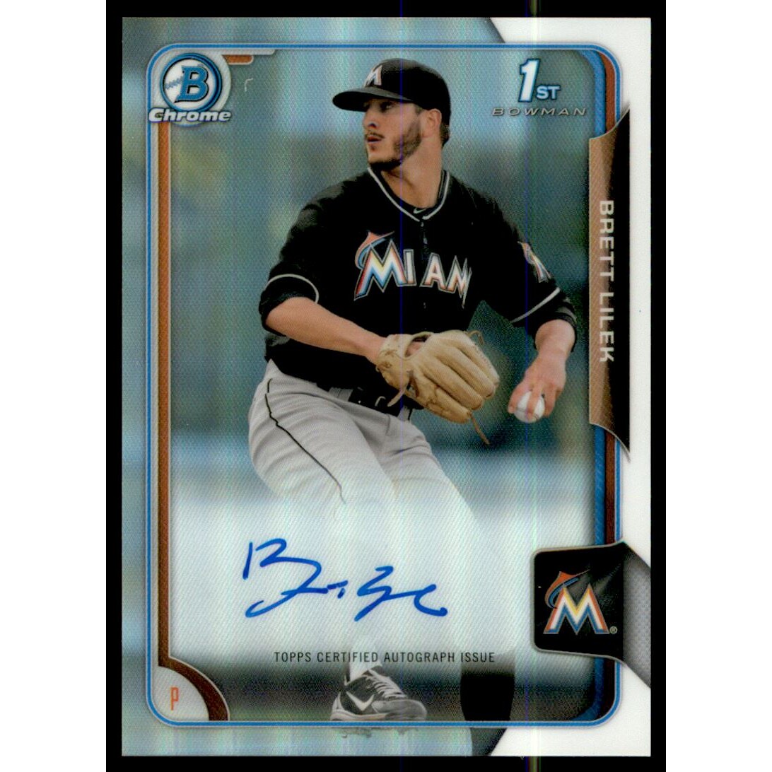 2015 Bowman Chrome Draft Draft Pick Autographs Refractors #BCABL Brett Lilek. rookie card picture