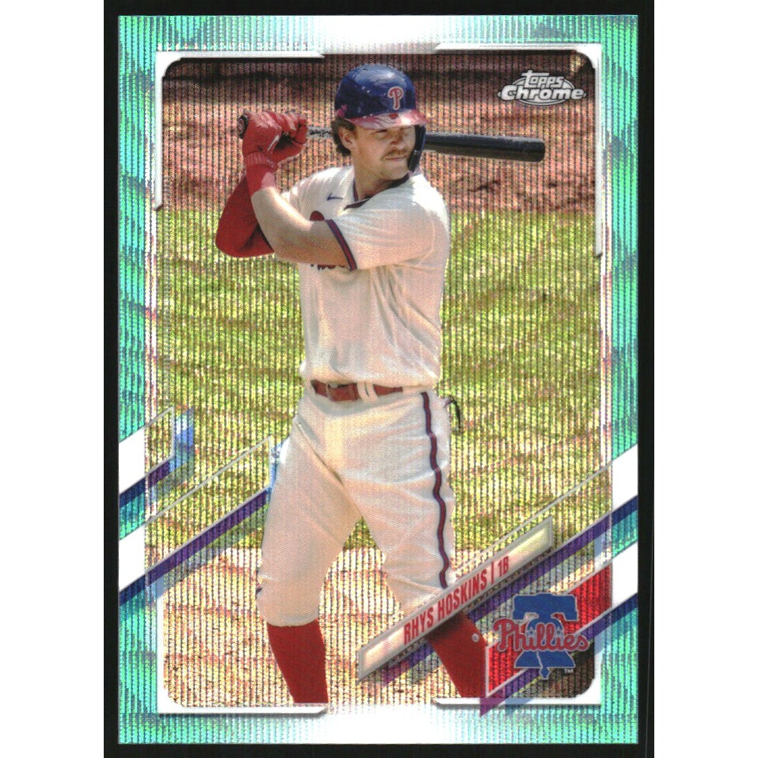 2021 Topps Chrome Aqua Wave Refractors #182 Rhys Hoskins 2021 Topps Chrome Aqua Wave Refractors #182 Rhys Hoskins
