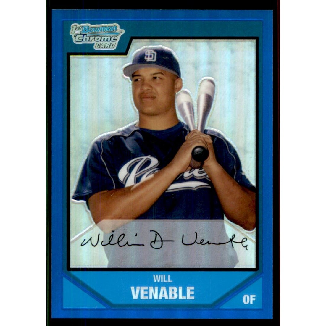 2007 Bowman Chrome Prospects Blue Refractors #BC84 Will Venable. rookie card picture